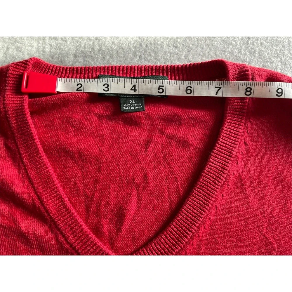 Brooks Brothers Country Club‎ RED 100% Cotton V-Neck Jumper Pullover Sweater XL